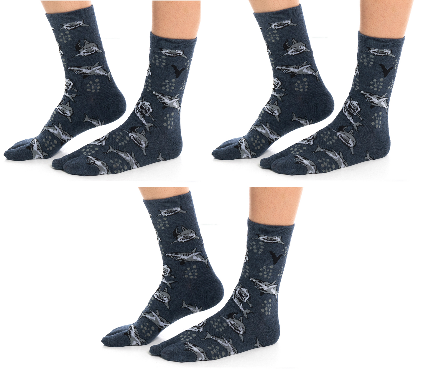V-Toe Tabi Fun Pattern Socks - Ninja & Sushi - 3 Pairs | Unisex