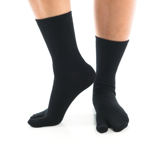 Black V-Toe casual split-toe tabi crew sock pair
