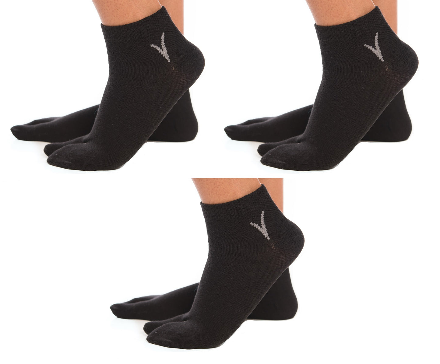 V-Toe Casual Ankle Split Toe Flip-Flop Tabi Socks - 3 Pairs