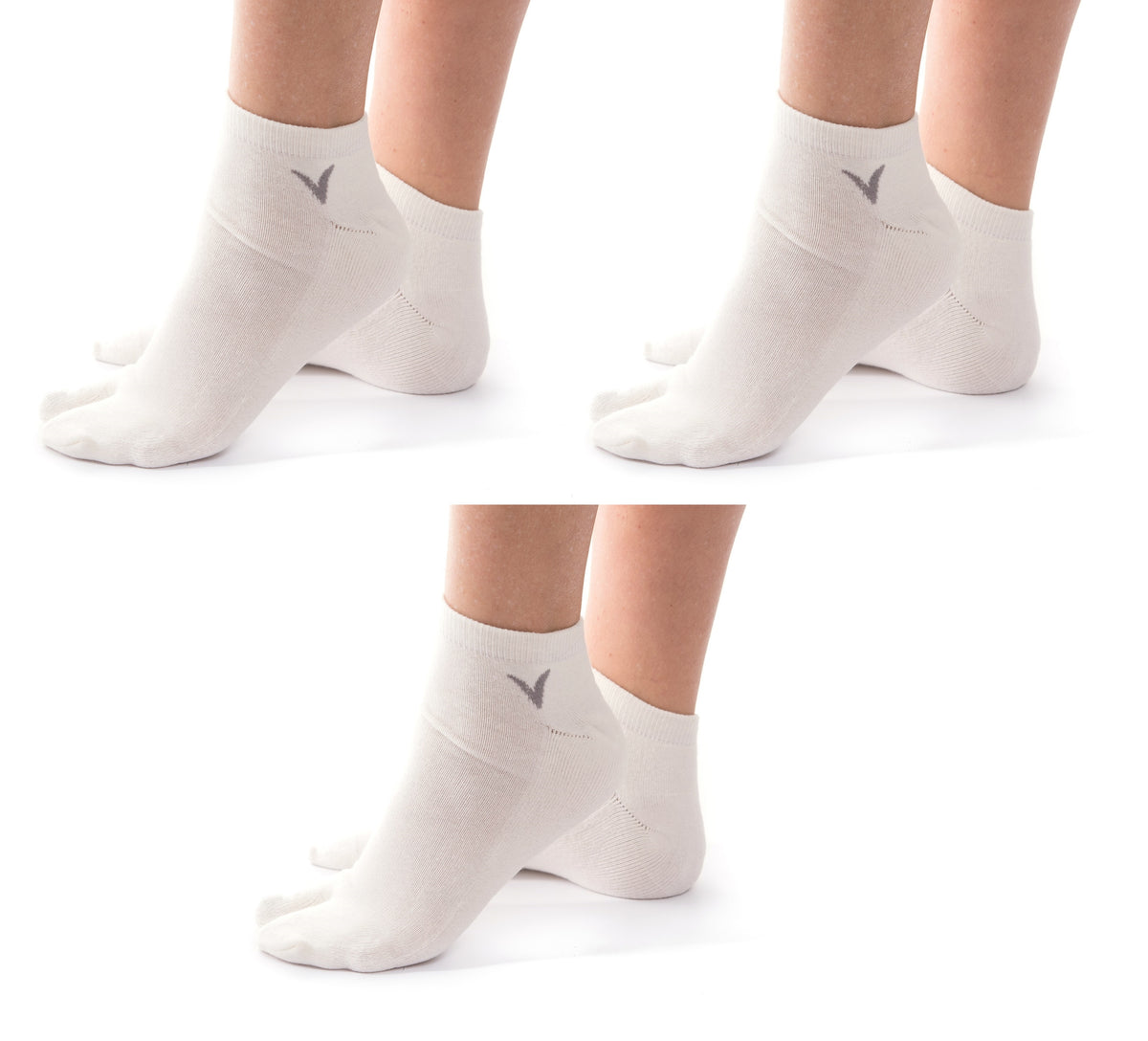 White V-Toe athletic split-toe tabi ankle socks