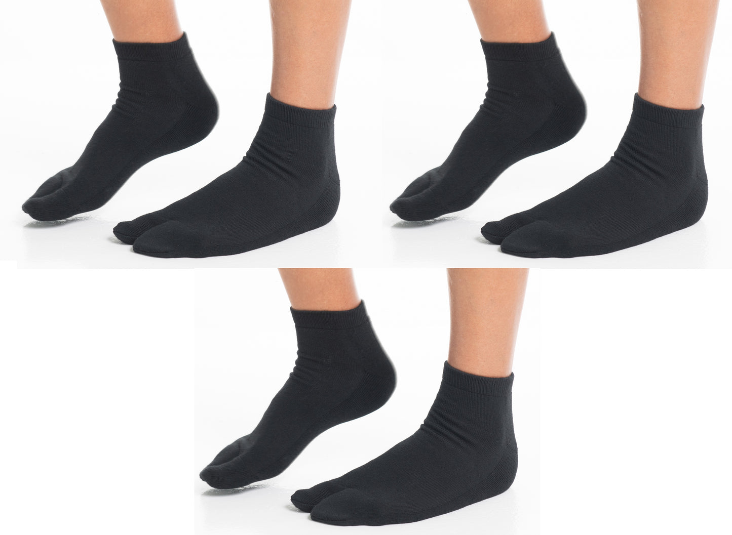 Black V-Toe split-toe tabi mini-crew socks