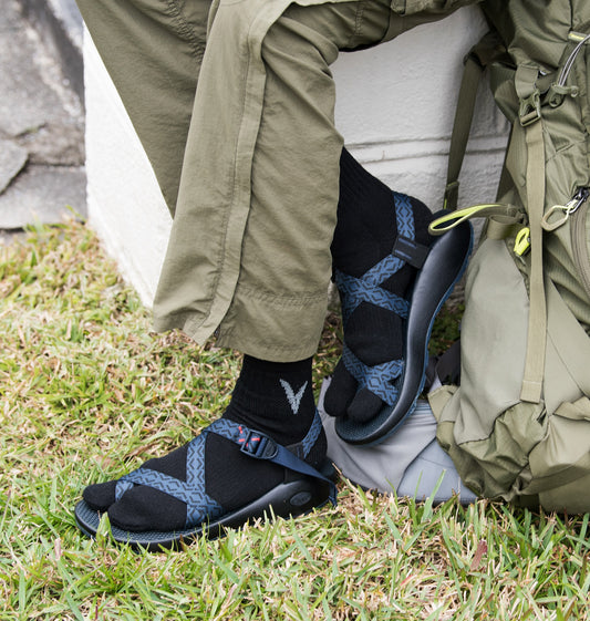 3 Pairs Wool Light Grey  For Hiking Or Casual Flip-Flop VToe Tabi Socks