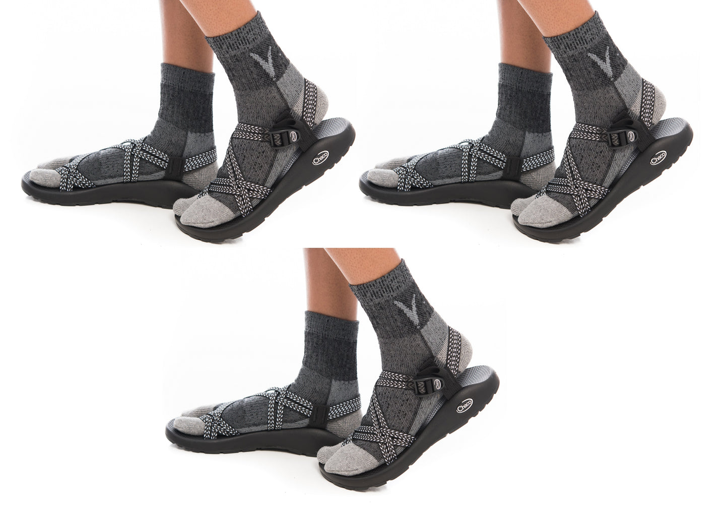 3 Pairs Wool Light Grey  For Hiking Or Casual Flip-Flop VToe Tabi Socks
