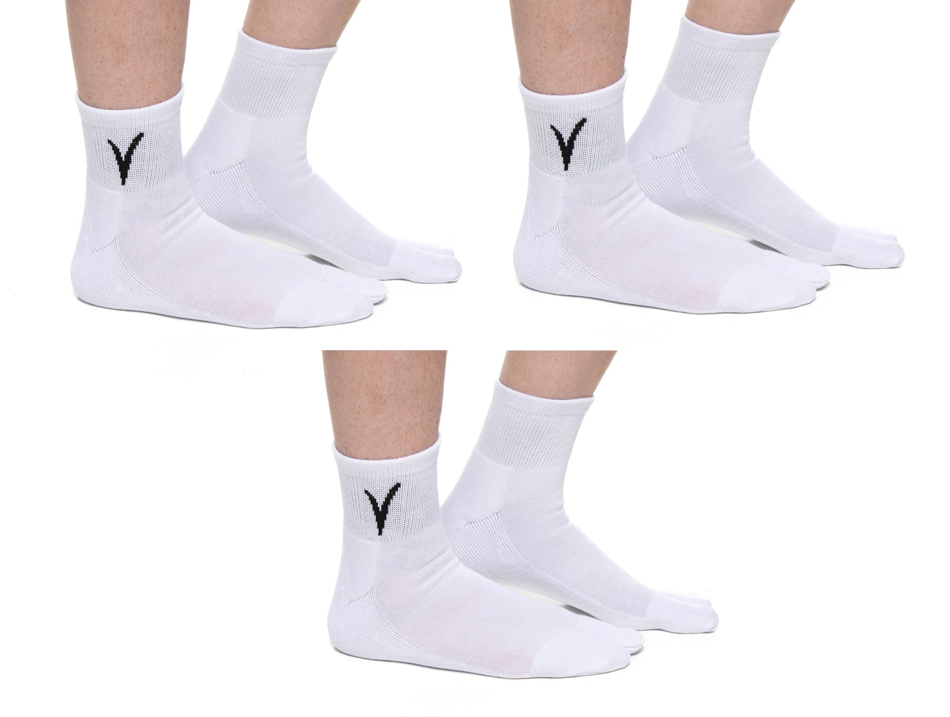 White V-Toe split-toe tabi mini-crew socks