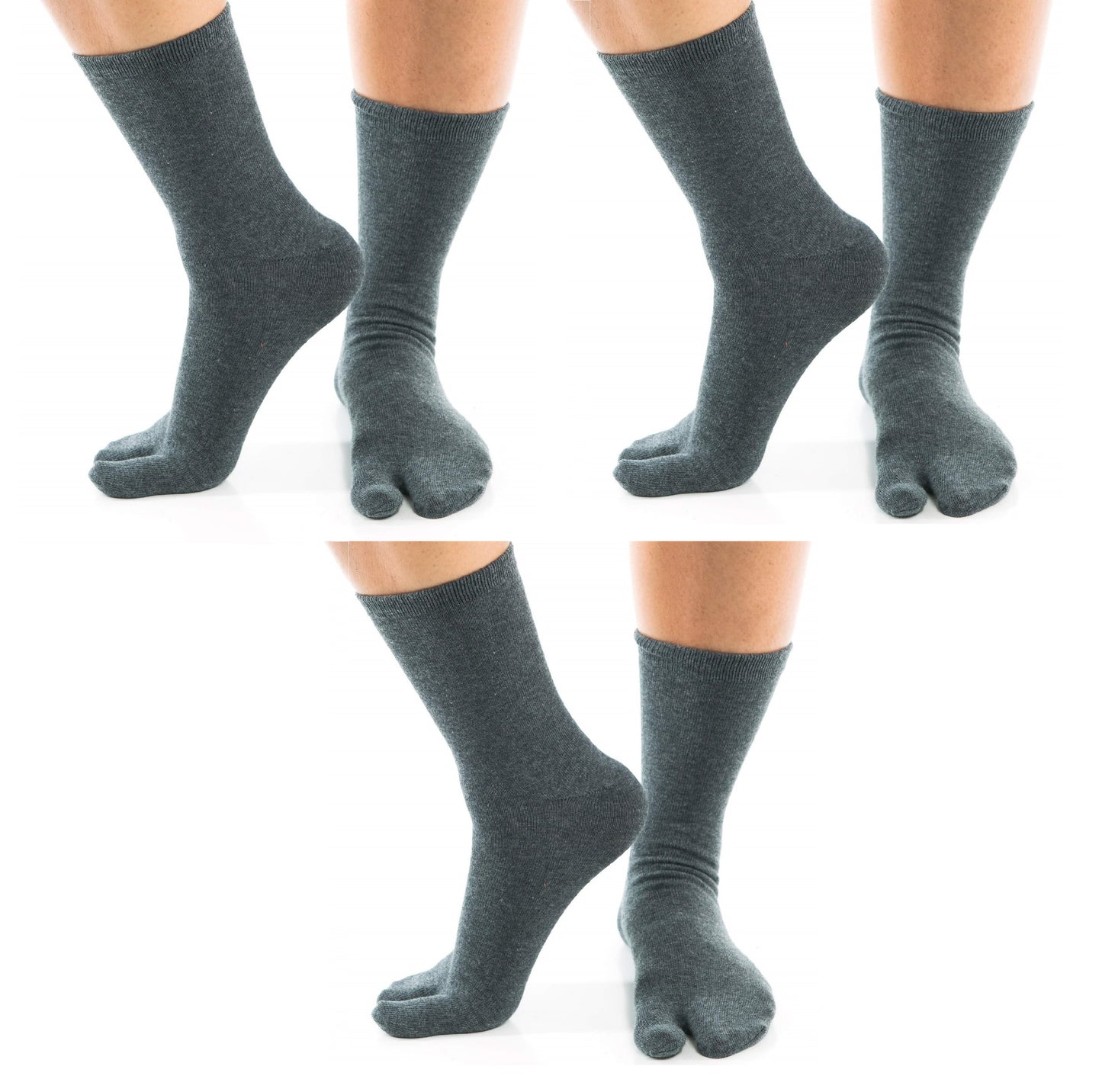 Grey V-Toe split-toe tabi crew socks