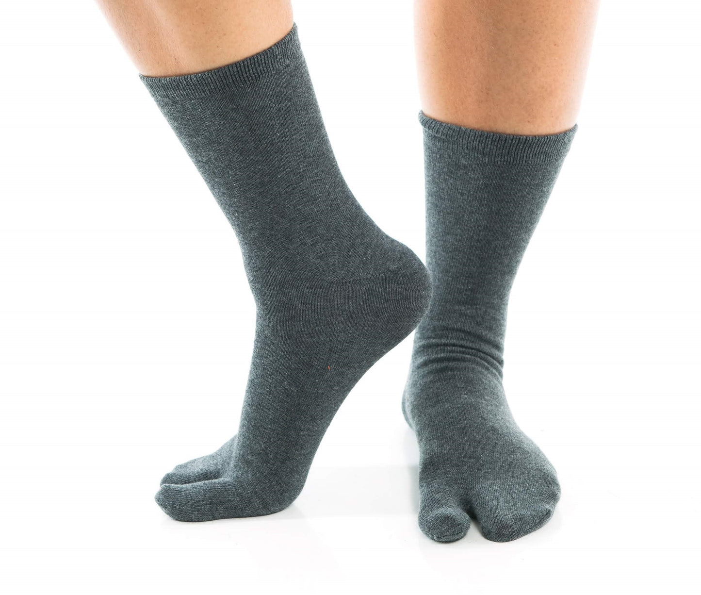 Grey V-Toe casual split-toe tabi crew sock pair