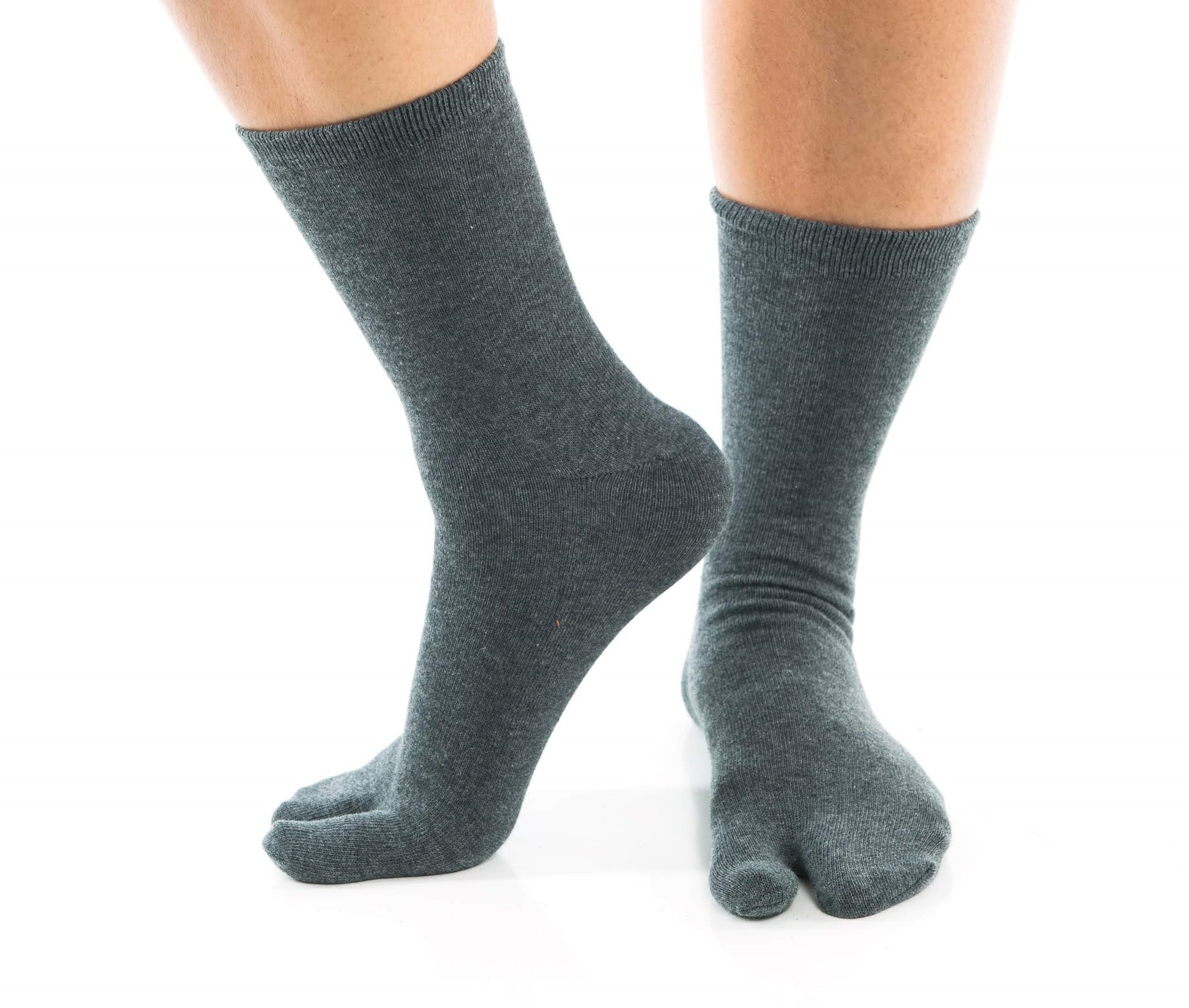 Grey V-Toe casual split-toe tabi crew sock pair