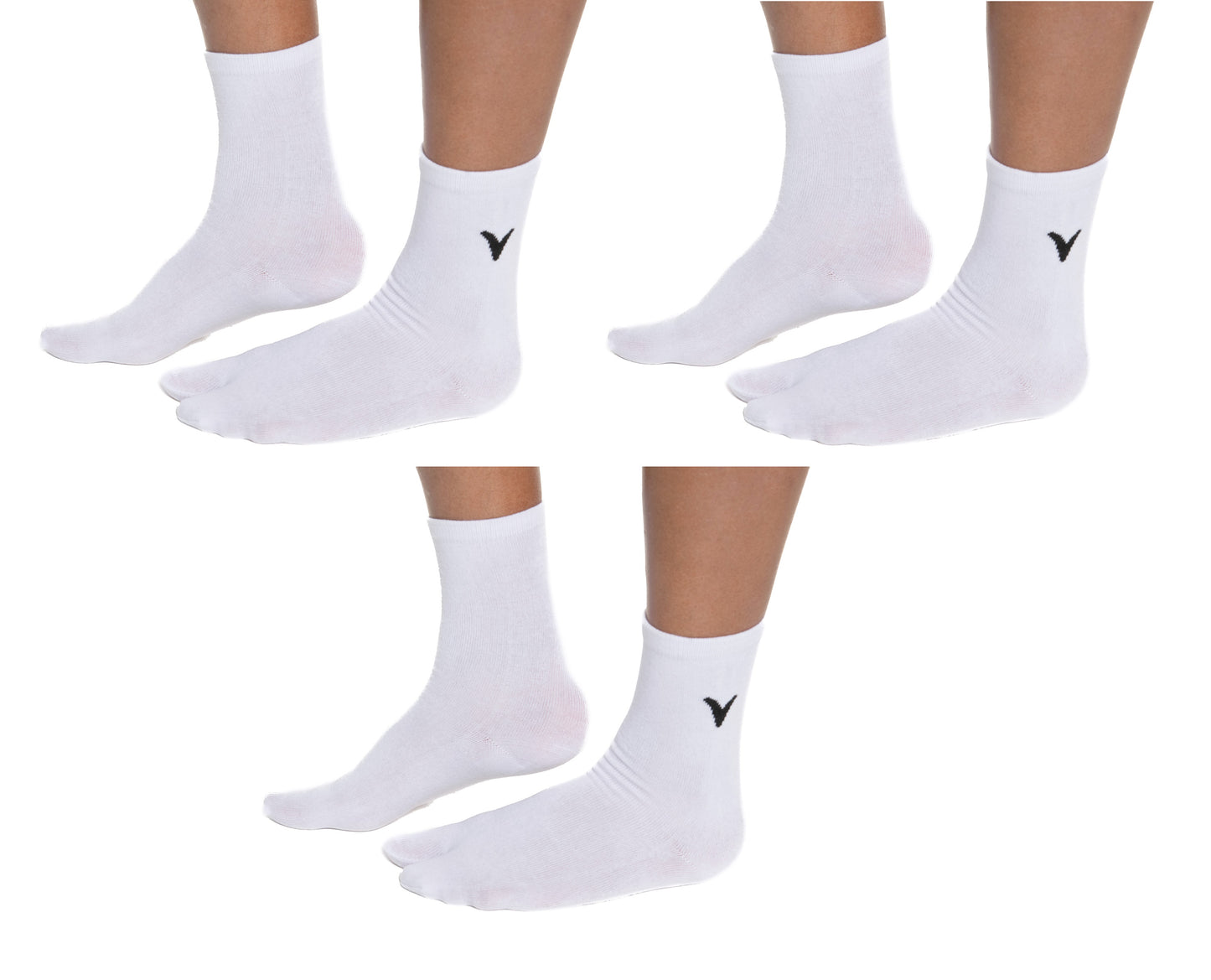 3 Pairs - Split-Toe Tabi Socks Black, White, and Khaki Options Solid Casual Crew