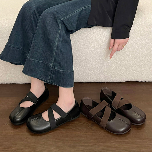 Women’s Crisscross-Strap Split-Toe Mary Jane Flats