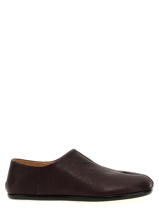 Dark Brown Leather Tabi Pull Ons SHown from the side